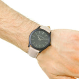 Michael Kors Slim Runway Black Dial Beige Leather Strap Watch For Men - MK8510 Authentic Buy Shop Now