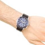 Hugo Boss Rafale Chronograph Quartz Blue Dial Black Leather Strap Watch For Men - HB1513391 Authentic Buy Shop Now