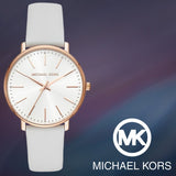Michael Kors Pyper Quartz White Dial White Leather Strap Watch For Women - MK2800 Authentic Buy Shop Now