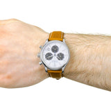 Movado Heritage Calendoplan Chronograph White Dial Brown Leather Strap Watch for Men - 3650008 Authentic Buy Shop Now