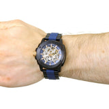 Fossil Modern Machine Automatic Skeleton Blue Dial Two Tone Steel Strap Watch for Men - ME3133 Authentic Buy Shop Now