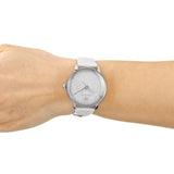Swarovski Crystalline Hours Silver Dial White Leather Strap Watch for Women - 5295383 Authentic Buy Shop Now