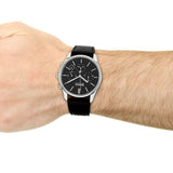 Hugo Boss Time One Chronograph Black Dial Black Leather Strap Watch for Men - 1513430 Authentic Buy Shop Now