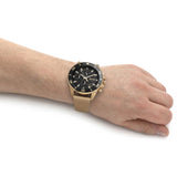 Hugo Boss Admiral Chronograph Black Dial Gold Mesh Bracelet Watch for Men - 1513906 Authentic Buy Shop Now