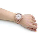 Michael Kors Camille Chronograph White Dial Rose Gold Steel Strap Watch For Women - MK6995 Authentic Buy Shop Now