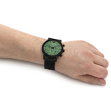 Emporio Armani Luigi Chronograph Green Dial Black Mesh Bracelet Watch For Men - AR11470 Authentic Buy Shop Now