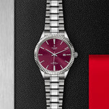 Tudor Style Automatic Burgundy Red Dial Silver Steel Strap Watch for Men - M12710-0015 Authentic Buy Shop Now