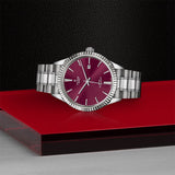 Tudor Style Automatic Burgundy Red Dial Silver Steel Strap Watch for Men - M12710-0015 Authentic Buy Shop Now