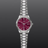 Tudor Style Automatic Burgundy Red Dial Silver Steel Strap Watch for Men - M12710-0015 Authentic Buy Shop Now