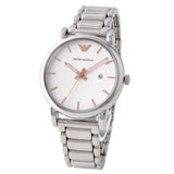 Emporio Armani Quartz White Dial Silver Steel Strap Watch For Men - AR90000 Authentic Buy Shop Now