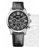 Hugo Boss Ambassador Chronograph Quartz Black Dial Black Leather Strap Watch For Men - HB1513194 Authentic Buy Shop Now