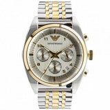 Emporio Armani Classic Chronograph White Dial Two Tone Steel Strap Watch For Men - AR0396 Authentic Buy Shop Now