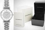 Emporio Armani Gianni T Bar White Crystal Pave Dial Silver Stainless Steel Strap Watch For Women - AR1925 Authentic Buy Shop Now