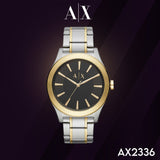 Armani Exchange Nico Analog Black Dial Two Tone Steel Strap Watch For Men - AX2336 Authentic Buy Shop Now