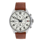 Tommy Hilfiger Dean Quartz Multifunction White Dial Brown Leather Strap Watch for Men - 1791274 Authentic Buy Shop Now