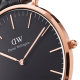Daniel Wellington Classic York Black Dial Brown Leather Strap Watch For Women - DW00100140 Authentic Buy Shop Now