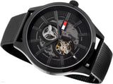 Tommy Hilfiger Spencer Skeleton Black Dial Black Mesh Bracelet Watch for Men - 1791644 Authentic Buy Shop Now