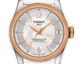 Tissot T-Classic Powermatic 80 Mother of Pearl Silver Dial White Leather Strap Watch For Women - T108.208.26.117.00 Authentic Buy Shop Now