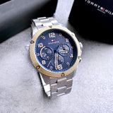 Tommy Hilfiger Blaze Chronograph Blue Dial Silver Steel Strap Watch for Men - 1792031 Authentic Buy Shop Now