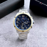 Tommy Hilfiger Blaze Chronograph Blue Dial Silver Steel Strap Watch for Men - 1792031 Authentic Buy Shop Now