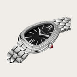 Bvlgari Serpenti Seduttori Diamonds Black Dial Silver Steel Strap Watch for Women - SERPENTI103449 Authentic Buy Shop Now