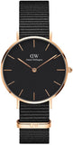 Daniel Wellington Classic Petite Cornwall Black Dial Black NATO Strap Watch For Women - DW00100215 Authentic Buy Shop Now