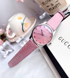 Gucci G-Timeless Pink Mother of Pearl Dial Pink Leather Strap Watch For Women - YA126586 Authentic Buy Shop Now