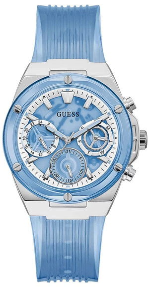 Guess Athena Active Life Clear White Dial Blue Rubber Strap Watch for Women - GW0409L1 Authentic Buy Shop Now