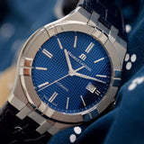 Maurice Lacroix Aikon Automatic Blue Dial Blue Leather Strap Watch For Men - AI6008-ss001-430-1 Authentic Buy Shop Now