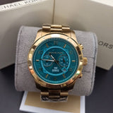 Michael Kors Runway Stop Hunger Blue Dial Gold Steel Strap Watch for Men - MK8315 Authentic Buy Shop Now