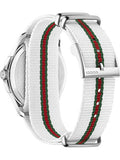 Gucci G Timeless Quartz White DIal White NATO Strap Watch For Men - YA126322 Authentic Buy Shop Now