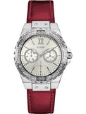 Guess Limelight Quartz Diamonds White Dial Red Leather Strap Watch For Women - W0775L11 Authentic Buy Shop Now