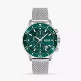 Hugo Boss Admiral Green Dial Silver Mesh Bracelet Watch for Men - 1513905 Authentic Buy Shop Now