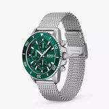 Hugo Boss Admiral Green Dial Silver Mesh Bracelet Watch for Men - 1513905 Authentic Buy Shop Now