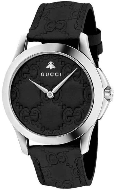 Gucci G Timeless Quartz Black Dial Black Leather Strap Watch For Men - YA1264031 Authentic Buy Shop Now