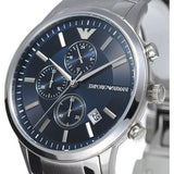 Emporio Armani Renato Chronograph Blue Dial Silver Steel Strap Watch For Men - AR11164 Authentic Buy Shop Now
