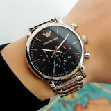 Emporio Armani Luigi Black Dial Silver Steel Strap Watch For Men - AR1894 Authentic Buy Shop Now