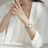 Emporio Armani Gianni T Bar Mother of Pearl Dial Silver Steel Strap Watch For Women - AR1955 Authentic Buy Shop Now