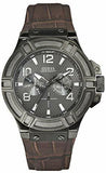 Guess Rigor Analog Quartz Black Dial Brown Leather Strap Watch For Men - W0040G2 Authentic Buy Shop Now