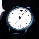 Emporio Armani Luigi Quartz White Dial Blue Mesh Bracelet Watch For Men - AR11025 Authentic Buy Shop Now
