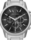 Armani Exchange Banks Chronograph Black Dial Silver Steel Strap Watch For Men - AX1720 Authentic Buy Shop Now