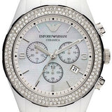 Emporio Armani Ceramica Chronograph White Dial White Ceramic Strap Watch For Women - AR1456 Authentic Buy Shop Now