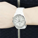 Emporio Armani Ceramica Chronograph White Dial White Ceramic Strap Watch For Women - AR1456 Authentic Buy Shop Now