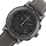 Burberry The City Chronograph Ion Plated Grey Dial Grey Leather Strap Watch for Men - BU9384 Authentic Buy Shop Now