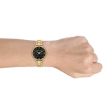 Michael Kors Pyper Three-Hand Black Dial Gold Steel Strap Watch For Women - MK4593 Authentic Buy Shop Now