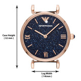 Emporio Armani Gianni T-Bar Quartz Blue Dial Blue Leather Strap Watch for Women - AR11424 Authentic Buy Shop Now