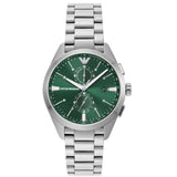 Emporio Armani Chronograph Green Dial Silver Steel Strap Watch For Men - AR11480 Authentic Buy Shop Now