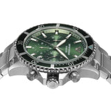 Emporio Armani Diver Chronograph Green Dial Silver Steel Strap Watch For Men - AR11500 Authentic Buy Shop Now