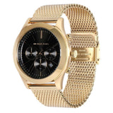 Michael Kors Slim Runway Chronograph Black Dial Gold Mesh Strap Watch For Men - MK9057 Authentic Buy Shop Now