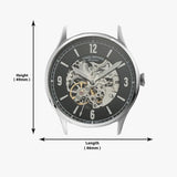Fossil Forrester Automatic Skeleton Black Dial Silver Steel Strap Watch for Men - ME3180 Authentic Buy Shop Now